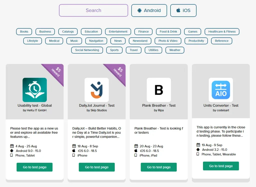 BetaFamily app screenshot