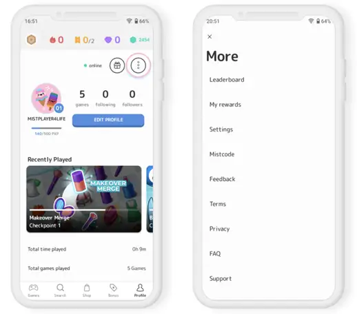 mistplay app screenshot-profile page
